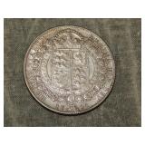 1892 British SILVER Half CROWN XF ++