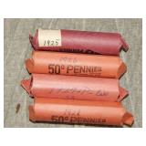 Rolls 1925, 26, 27, 28 all P Lincoln Wheat Backs