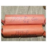 Rolls of 1917 P & D Wheat Back Cents
