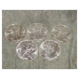 5 American Eagle .999 SILVER Troy Ounce Coins
