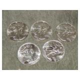 5 American Eagle .999 SILVER Troy Ounce Coins