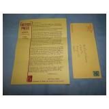 1947 Fantasy Press Letter Announcing FIRST BOOK