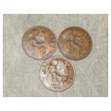 3 1918 H British Penny Coins BETTER DATE