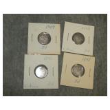 4 OLD British SILVER Threepence