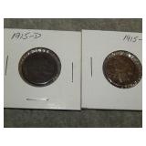 Pair of 1915 D Buffalo Nickels BETTER DATE