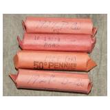 4 rolls lincoln Wheat back Cents dates in PIC