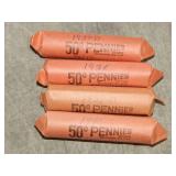 4 rolls lincoln Wheat back Cents dates in PIC