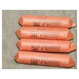 4 rolls lincoln Wheat back Cents dates in PIC