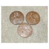 3 1926 British Penny Coins BETTER DATE