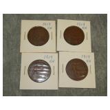 4 British 1919 KN Penny coins BETTER DATE