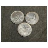 3 Sterling Silver Medallions by Heraldic art 1960s