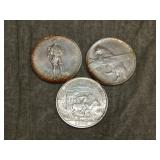3 Sterling Silver Medallions by Heraldic art 1960s