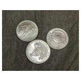 3 Sterling Silver Medallions by Heraldic art 1960s