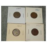 1960, 61, 62, 65 Indian Head Cents
