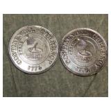 Pair of Replica 1776 Fugio Cents