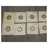 8 Gem BU Mercury Dimes