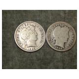 1898 S & 1905 S Barber Dimes BETTER DATE/cond