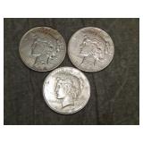 1928 S, 1926 S, 1925 P Peace SILVER Dollars