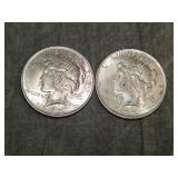 Pair of 1923 SILVER Peace Dollars UNC/AU U Grade