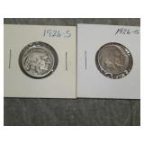 Pair of 1926 S Buffalo Nickels BETTER DATE