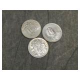 3 Sterling Silver Medallions by Heraldic art 1960s