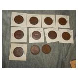 11 British One Penny coins all 1918 kn Better date