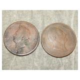 1826 & 1831 British ONE Penny Coins