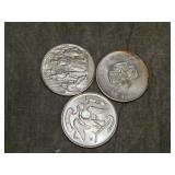 3 Sterling Silver Medallions by Heraldic art 1960s