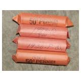 4 rolls lincoln Wheat back Cents dates in PIC
