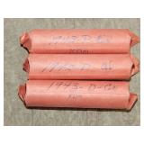 3 rolls lincoln Wheat back Cents 1943 STEEL