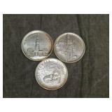 3 Sterling Silver Medallions by Heraldic art 1970s