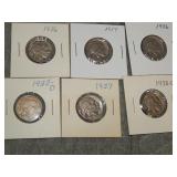 6 AU/XFish 1936-1938 Buffalo Nickels