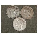 3 Peace SILVER Dollars all 1923 S