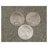 3 Peace SILVER Dollars all 1923 S