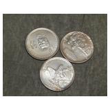 3 Sterling Silver Medallions by Heraldic art 1970s