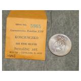 Heraldic Art Sterling Silver Medallion Kosciusczko