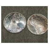Pair of M. Theresa (1780) .833 SILVER Restrikes