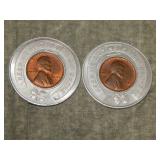 Pair of Encased Wheat Back Cents