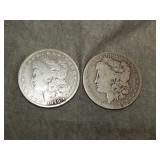 1879 P & 1884 O Morgan SILVER Dollars