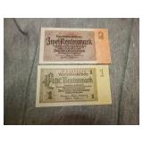 Uncirculated 1937 1 & 2 Rentenmark notes RARE