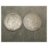 1900 O & 1886 S Morgan SILVER Dollars