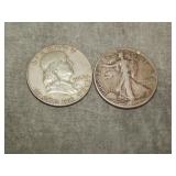 2 90% SILVER Half Dollars