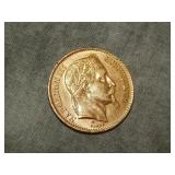1866 GOLD France 20 Francs (looks UNC U Grade)