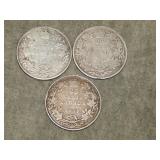 1906, 07, 08 Canadian SILVER Quarters
