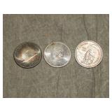 3 Canadian 80% SILVER Dollars