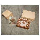 2 Lucite Desk paperweights with CENTS  !!!