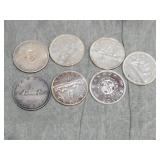 7 Canadian 80% SILVER Dollars