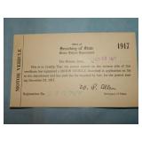 c. 1919 IOWA VEHICLE REGISTRATION Postcard