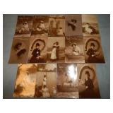 (14) Antique PRETTY GIRL RPPC Postcards
