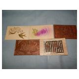 (5) Antique METAL/METAL PARTS Novelty Postcards